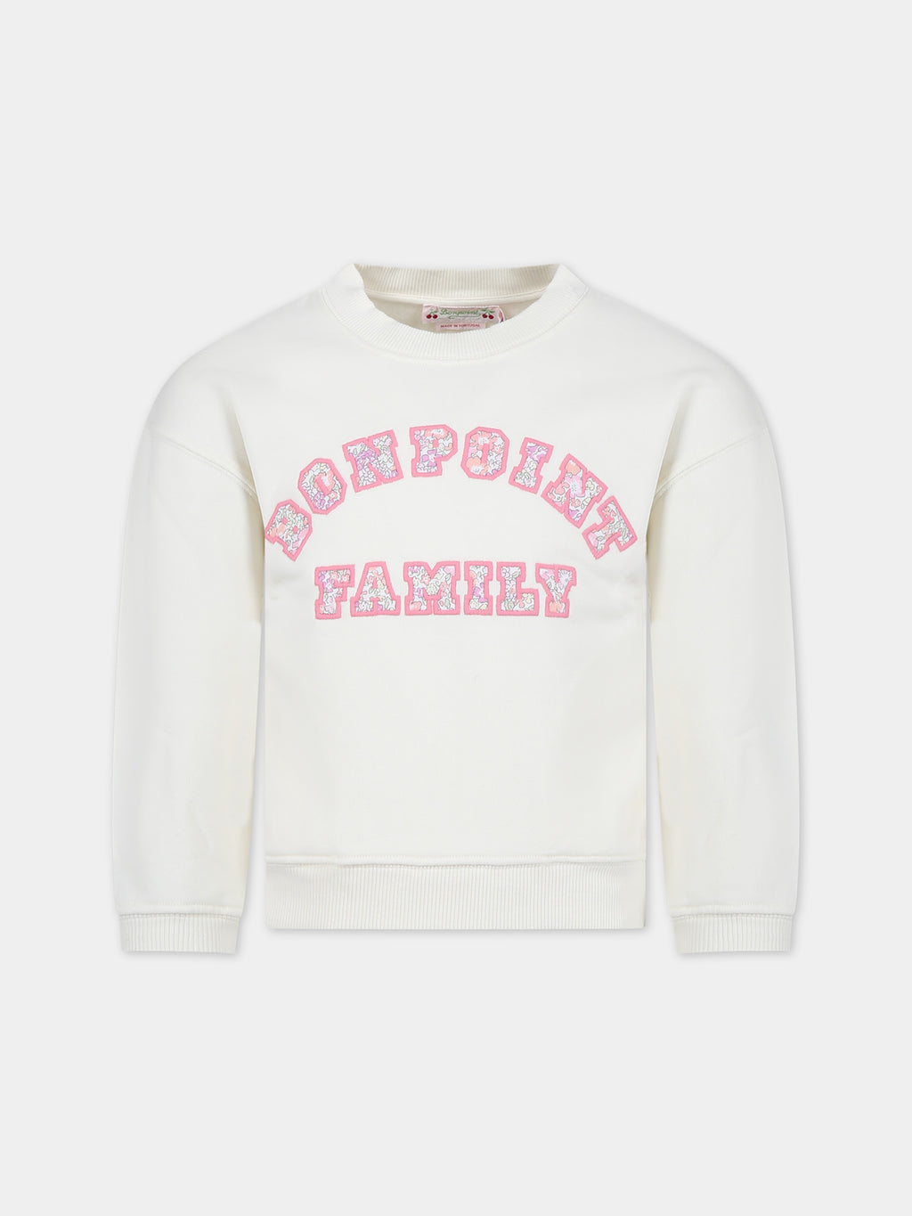 Ivory sweatshirt for girl with logo